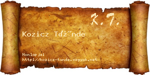 Kozicz Tünde névjegykártya